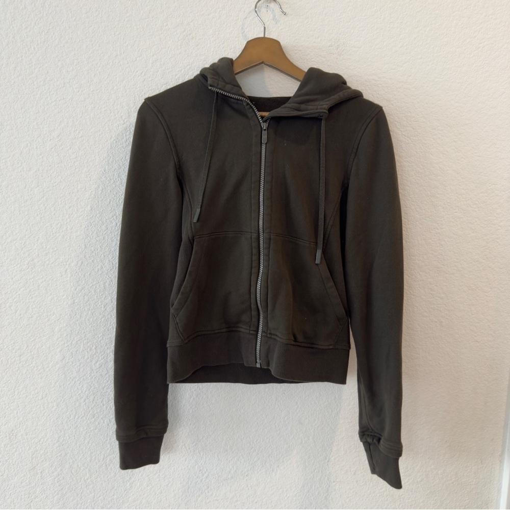 Lululemon- Press Pause Terry Jacket in Dark Olive- Size 6